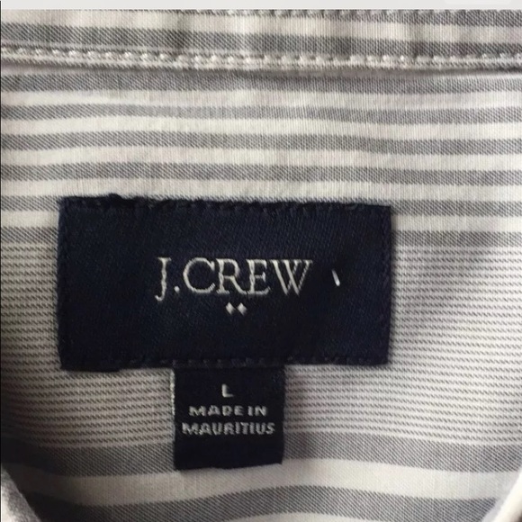 J.Crew Men Dress Shirt Long Sleeve Gray Large Stripe White Long Sleeve Cotton - Picture 3 of 8